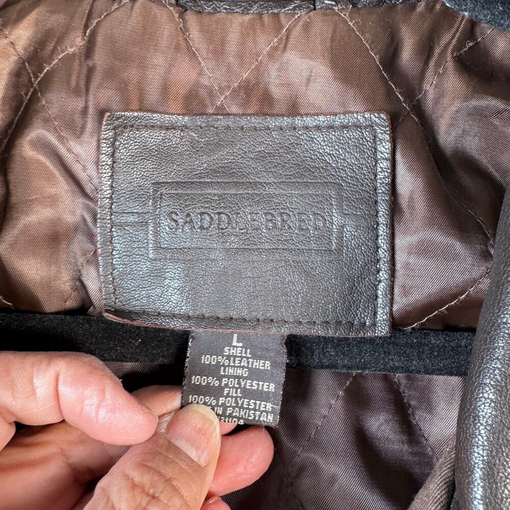 Saddlebred Men's L Leather Bomber style Jacket - Picture 3 of 7